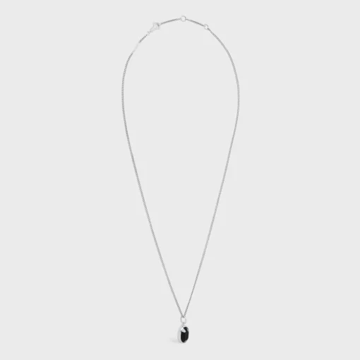 Celine Bevelled Necklace in Onyx and Sterling Silver with Rhodium finish