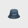 celine bucket hat in union wash denim