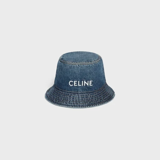 celine bucket hat in union wash denim
