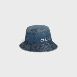 celine bucket hat in union wash denim