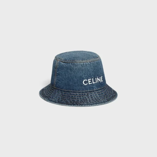 celine bucket hat in union wash denim