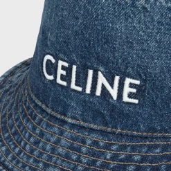 celine bucket hat in union wash denim