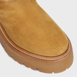 CELINE BULKY CROPPED BOOT WITH TRIOMPHE TASSELS in SUEDE CALFSKIN AND SHEARLING