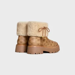 CELINE BULKY CROPPED TRIOMPHE BOOT in SUEDE STAMPED CALFSKIN AND SHEARLING