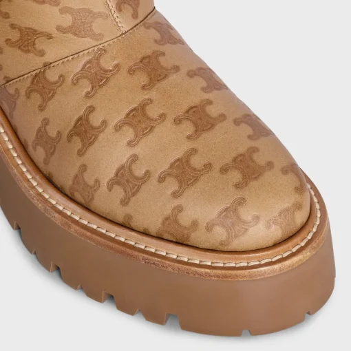 CELINE BULKY CROPPED TRIOMPHE BOOT in SUEDE STAMPED CALFSKIN AND SHEARLING
