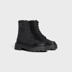 CELINE BULKY LACED UP BOOT in NYLON AND SHINY BULL
