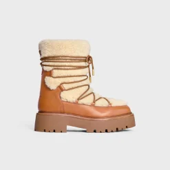 CELINE BULKY LACE-UP BOOT in SHEARLING AND CALFSKIN