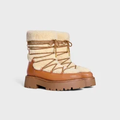 CELINE BULKY LACE-UP BOOT in SHEARLING AND CALFSKIN