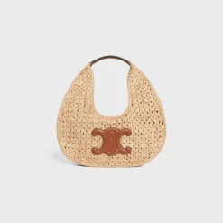 celine classic panier HOBO BAG in Raffia and Calfskin