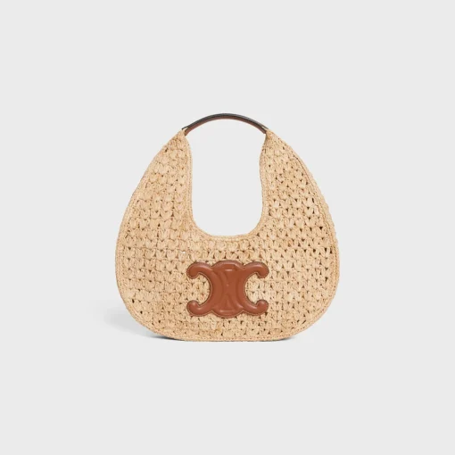 celine classic panier HOBO BAG in Raffia and Calfskin