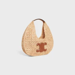 celine classic panier HOBO BAG in Raffia and Calfskin