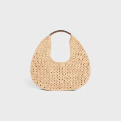 celine classic panier HOBO BAG in Raffia and Calfskin
