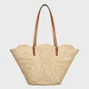 CELINE CLASSIC PANIER MEDIUM BRAIDED TRIOMPHE in RAFFIA and CALFSKIN