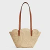 CELINE CLASSIC PANIER SMALL BRAIDED TRIOMPHE in RAFFIA and CALFSKIN