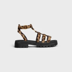 CELINE CLEA TRIOMPHE GLADIATOR SANDAL in LEOPARD PRINTED HAIRY CALFSKIN