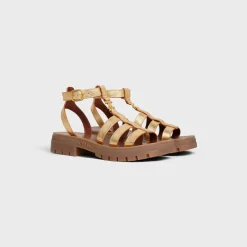 CELINE CLEA TRIOMPHE GLADIATOR SANDAL in Metalized Calfskin