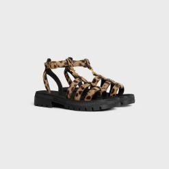 CELINE CLEA TRIOMPHE GLADIATOR SANDAL in LEOPARD PRINTED HAIRY CALFSKIN