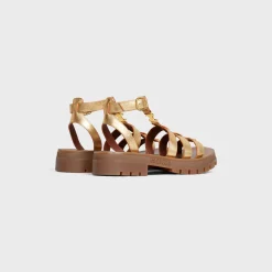 CELINE CLEA TRIOMPHE GLADIATOR SANDAL in Metalized Calfskin