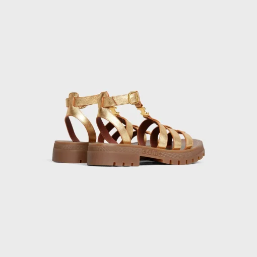 CELINE CLEA TRIOMPHE GLADIATOR SANDAL in Metalized Calfskin