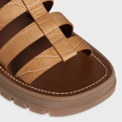 CELINE CLEA TRIOMPHE GLADIATOR SANDAL in CROCODILE STAMPED CALFSKIN