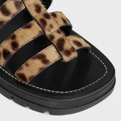 CELINE CLEA TRIOMPHE GLADIATOR SANDAL in LEOPARD PRINTED HAIRY CALFSKIN