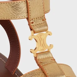 CELINE CLEA TRIOMPHE GLADIATOR SANDAL in Metalized Calfskin