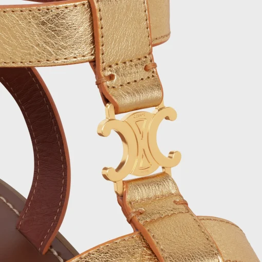 CELINE CLEA TRIOMPHE GLADIATOR SANDAL in Metalized Calfskin
