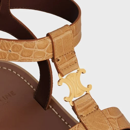 CELINE CLEA TRIOMPHE GLADIATOR SANDAL in CROCODILE STAMPED CALFSKIN