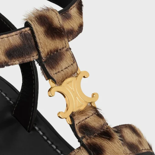 CELINE CLEA TRIOMPHE GLADIATOR SANDAL in LEOPARD PRINTED HAIRY CALFSKIN