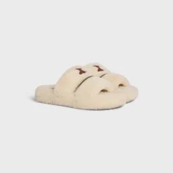 CELINE FUR SLIDES TRIOMPHE in Shearling