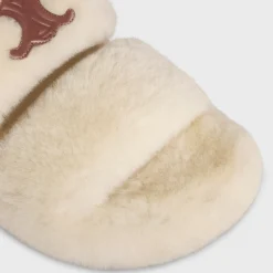 CELINE FUR SLIDES TRIOMPHE in Shearling