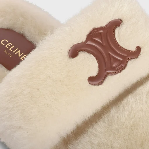 CELINE FUR SLIDES TRIOMPHE in Shearling