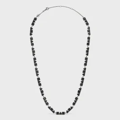 Celine Geometric Necklace in Brass with Old Rhodium Finish and Strass