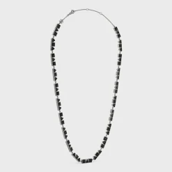 Celine Geometric Necklace in Brass with Old Rhodium Finish and Strass
