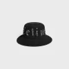 celine gothic bucket hat with drawstring in rigid cotton