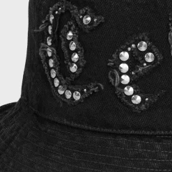celine gothic bucket hat with drawstring in rigid cotton