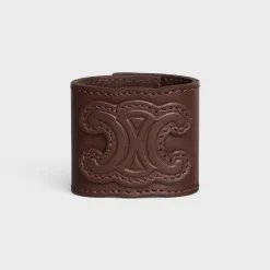 Celine Hair Cuff in Calfskin and Brass with Gold Finish