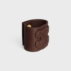 Celine Hair Cuff in Calfskin and Brass with Gold Finish