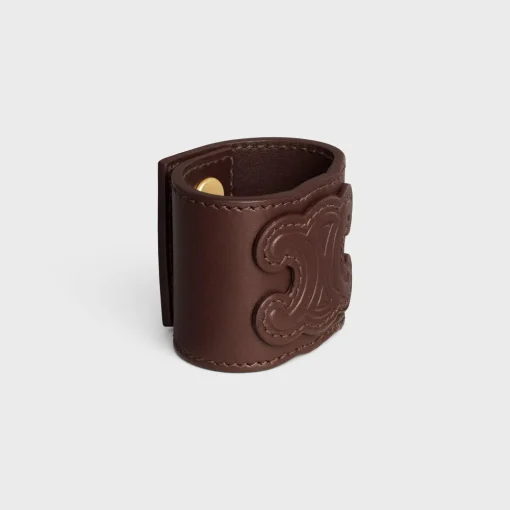Celine Hair Cuff in Calfskin and Brass with Gold Finish