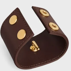 Celine Hair Cuff in Calfskin and Brass with Gold Finish