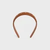 Celine Headband in Calfskin and Brass with Gold Finish