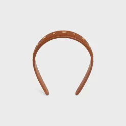 Celine Headband in Calfskin and Brass with Gold Finish
