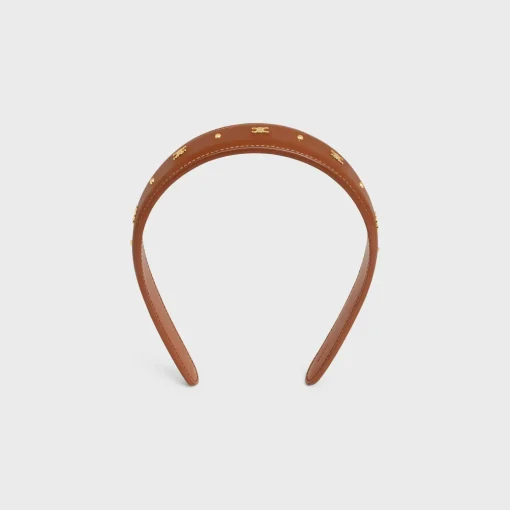 Celine Headband in Calfskin and Brass with Gold Finish