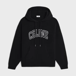 celine hooded sweater in ribbed wool