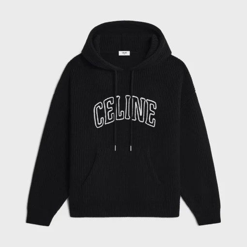 celine hooded sweater in ribbed wool