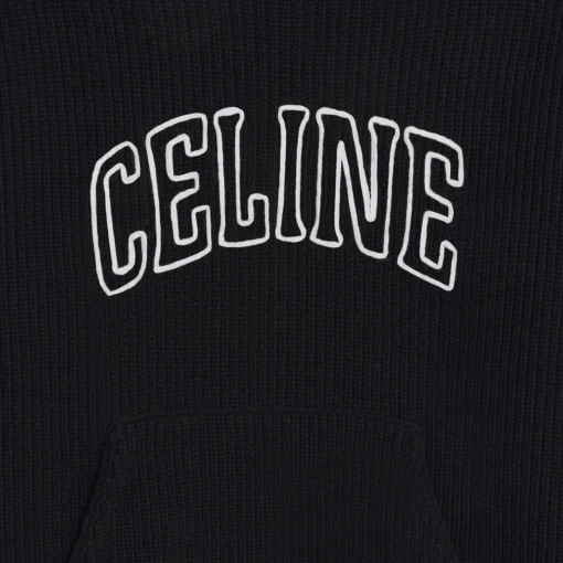 celine hooded sweater in ribbed wool