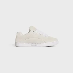 CELINE HUNTINGTON LOW LACE-UP SNEAKER in SUEDE CALFSKIN AND MESH