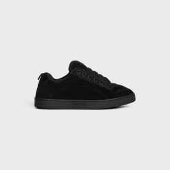 CELINE HUNTINGTON LOW LACE-UP SNEAKER in SUEDE CALFSKIN AND MESH