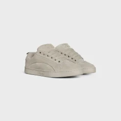 CELINE HUNTINGTON LOW LACE-UP SNEAKER in SUEDE CALFSKIN AND MESH