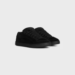 CELINE HUNTINGTON LOW LACE-UP SNEAKER in SUEDE CALFSKIN AND MESH